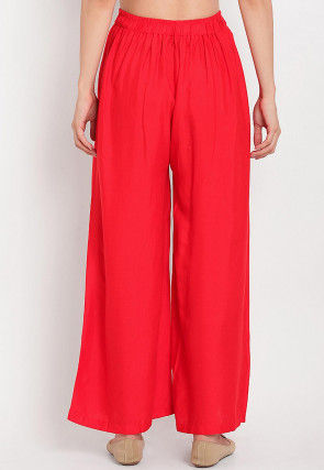 Solid Color Rayon Palazzo in Red