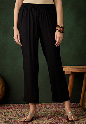 Solid Color Rayon Pant in Black