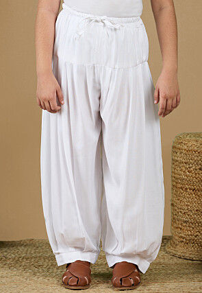 Solid Color Rayon Salwar in White
