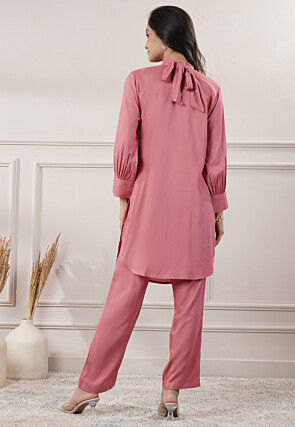 Solid Color Rayon Co-Ord Set in Peach