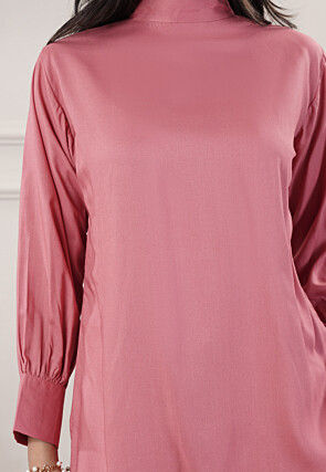 Solid Color Rayon Co-Ord Set in Peach