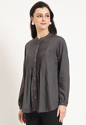 Solid Color Rayon Top in Dark Grey
