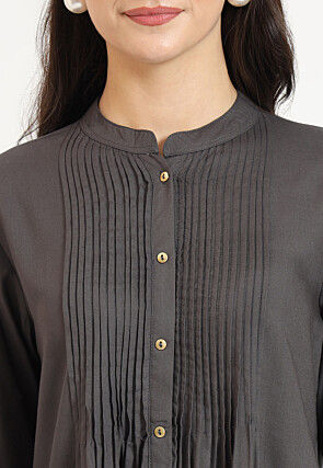 Solid Color Rayon Top in Dark Grey