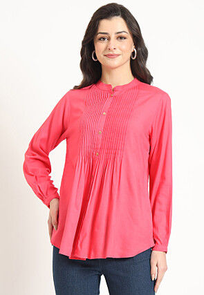 Solid Color Rayon Top in Pink