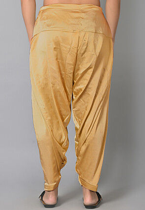 Solid Color Satin Afghani Salwar in Golden