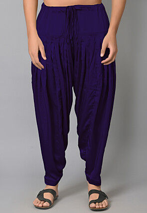 Solid Color Satin Afghani Salwar in Purple