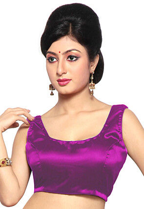 Solid Color Satin Blouse in Dark Magenta