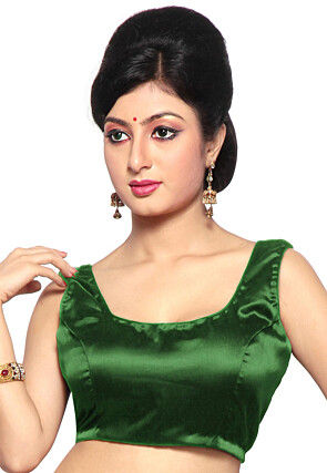 Solid Color Satin Blouse in Green