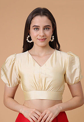 Solid Color Satin Blouse in Light Beige