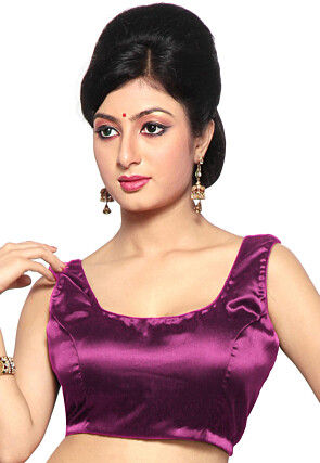 Solid Color Satin Blouse in Magenta