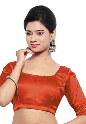 Solid Color Satin Blouse in Orange