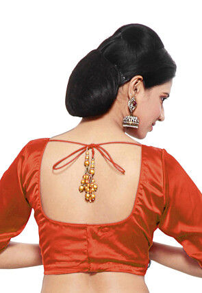 Solid Color Satin Blouse in Orange