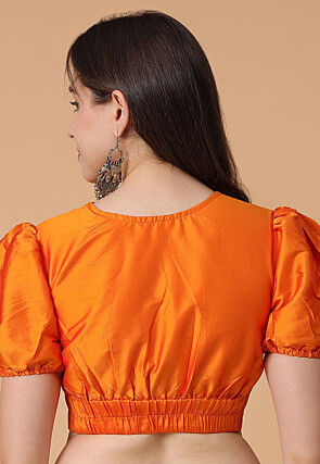 Solid Color Satin Blouse in Orange