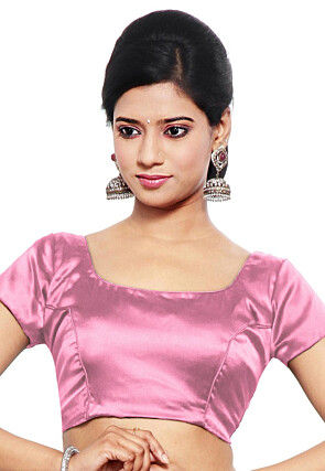 Solid Color Satin Blouse in Pink