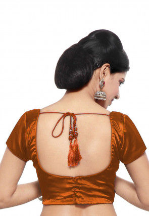 Solid Color Satin Blouse in Rust