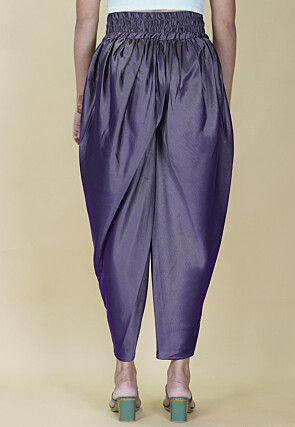 Solid Color Satin Dhoti in Dusty Purple