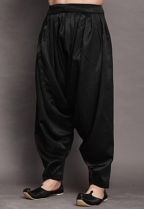 Solid Color Satin Dhoti Pant in Black