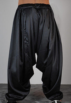 Solid Color Satin Dhoti Pant in Black