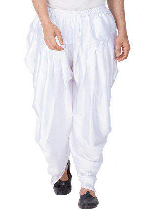 Solid Color Satin Dhoti Pant in White
