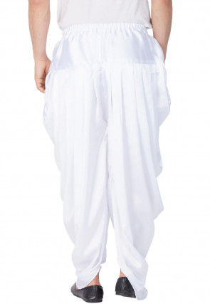 Solid Color Dupion Silk Dhoti Pant in White