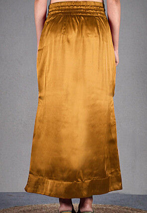 Solid Color Satin Fish Cut Petticoat in Mustard