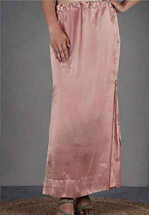 Solid Color Satin Fish Cut Petticoat in Peach