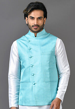 Buy Nivan Nehru Jacket - Powder Blue for Wedding from Anita Dongre.