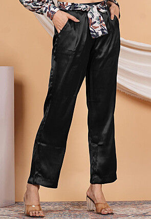 Solid Color Satin Pant in Black