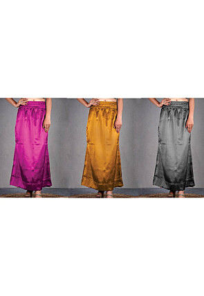 Solid Color Satin Petticoat Combo Set in Multicolor