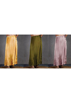 Solid Color Satin Petticoat Combo Set in Multicolor