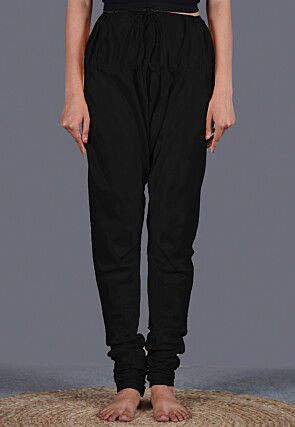 Solid Color Shantoon Churidar in Black