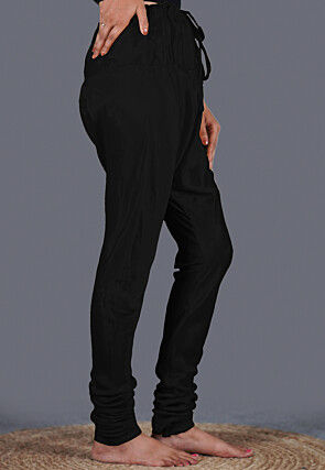 Solid Color Shantoon Churidar in Black