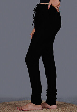 Solid Color Shantoon Churidar in Black