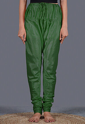 Solid Color Shantoon Churidar in Dark Green
