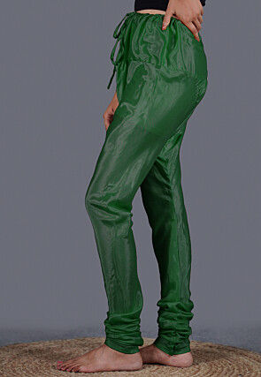 Solid Color Shantoon Churidar in Dark Green