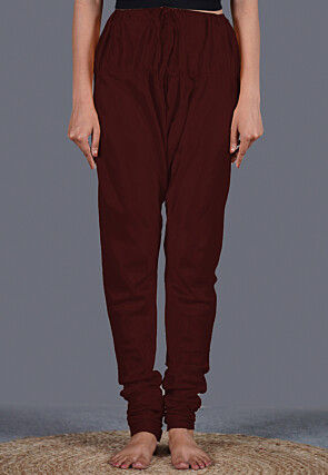 Solid Color Shantoon Churidar in Dark Maroon