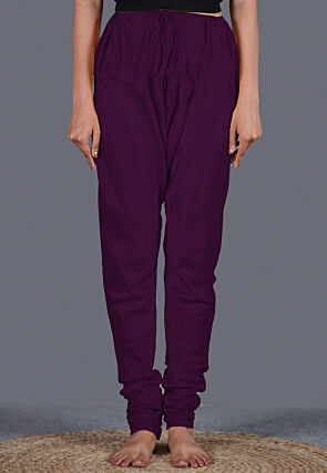 Solid Color Shantoon Churidar in Dark Purple
