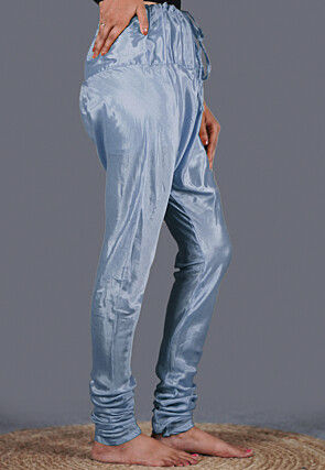 Solid Color Shantoon Churidar in Dusty Blue