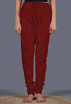 Solid Color Shantoon Churidar in Maroon