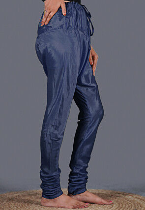 Solid Color Shantoon Churidar in Navy Blue