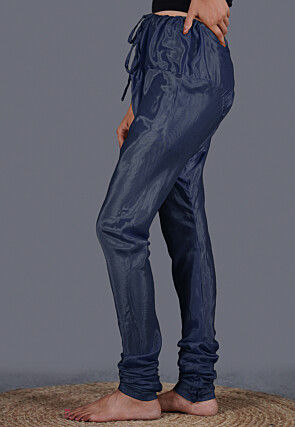 Solid Color Shantoon Churidar in Navy Blue