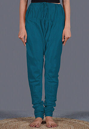 Solid Color Shantoon Churidar in Teal Blue