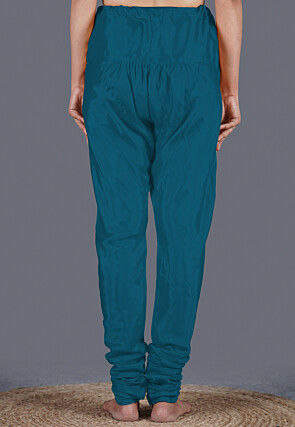 Solid Color Shantoon Churidar in Teal Blue