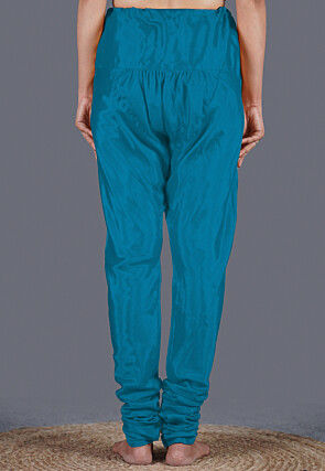 Solid Color Shantoon Churidar in Teal Blue