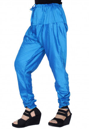 Solid Color Shantoon Churidar in Teal Blue