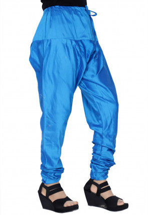 Solid Color Shantoon Churidar in Teal Blue