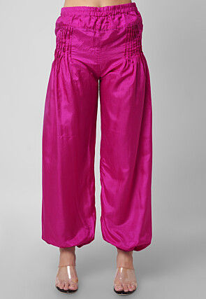 Solid Color Shantoon Harem Pants in Fuchsia