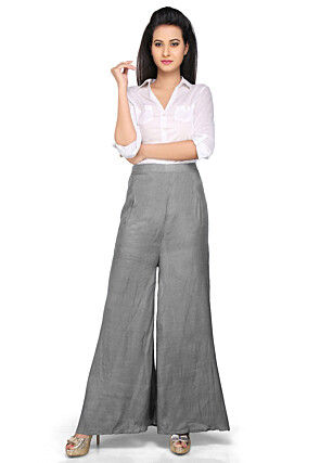 Solid Color Shantoon Palazzo in Grey