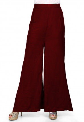 Solid Color Shantoon Palazzo in Maroon