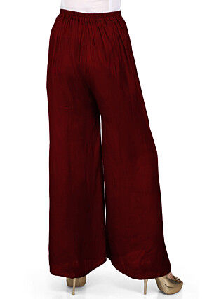 Solid Color Shantoon Palazzo in Maroon